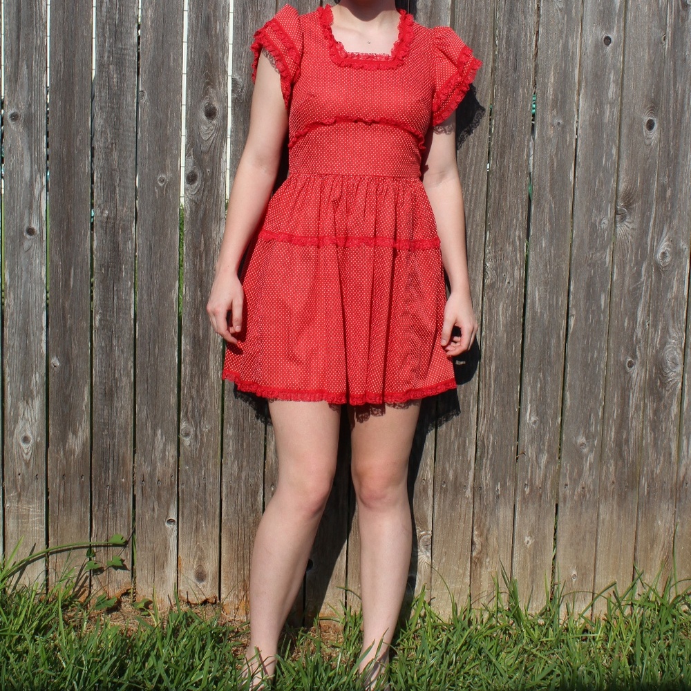 Cute Red Polka Dot Baby Doll Dress